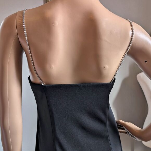 Vintage 90s Express Mini Dress Formal Cocktail Empire Waist Rhinestone Size 11 - Picture 12 of 13